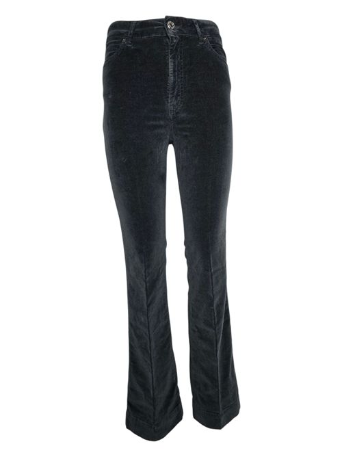 pantalone donna a zampa in velluto liscio nero Atelier Cigala's | 136-4-TVS26099